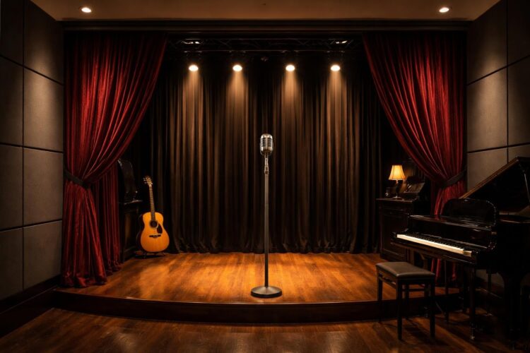 transformez votre espace en salle de concert avec des rideaux acoustiques de qualité pour une ambiance spectacle unique et un son optimal chez vous.